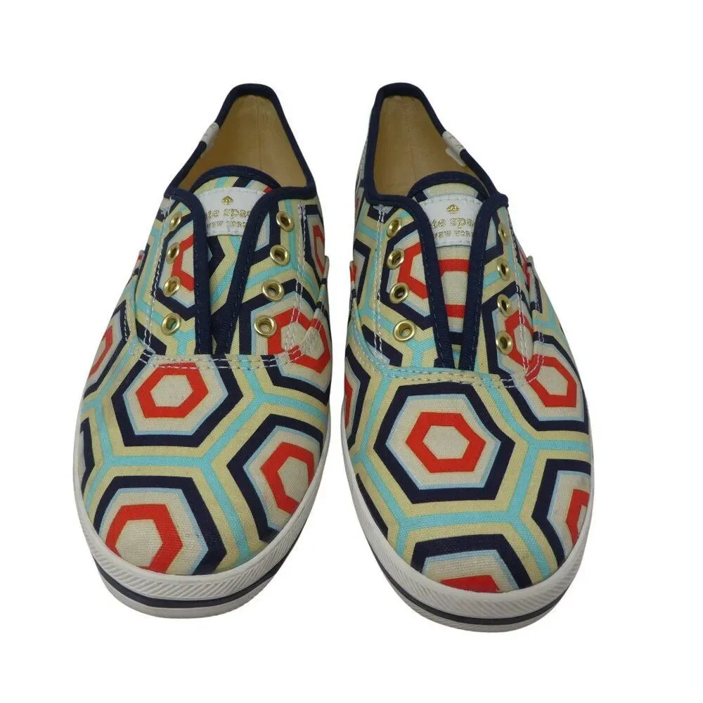 Keds Kate Spade Geometric Canvas‎ Slip On Designer Sneakers Womens 7.5